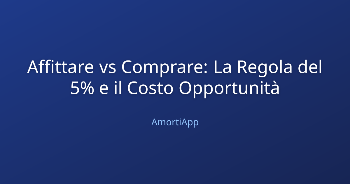 Affittare vs Comprare: La Regola del 5% e il Costo Opportunità