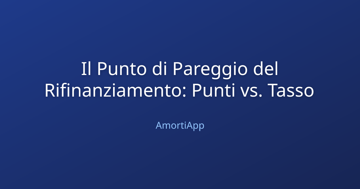 Il Punto di Pareggio del Rifinanziamento: Punti vs. Tasso